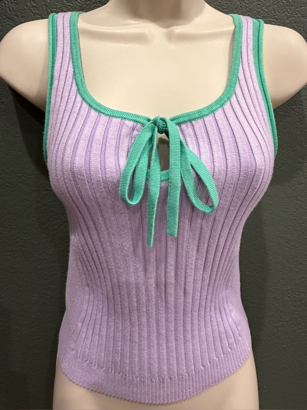 NWT Free People All Star Ribbed Sweater Knit Tank Lilac Green XS